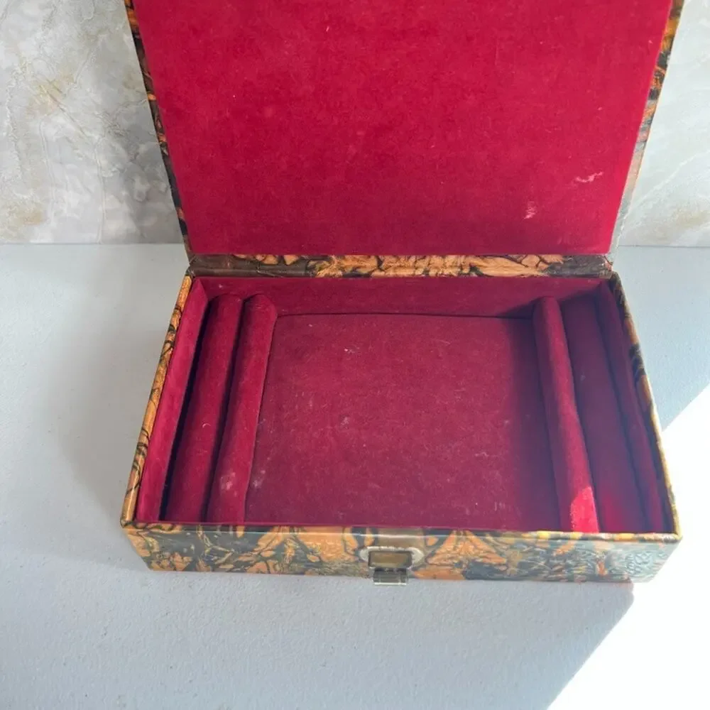 Egyptian Leather Jewelry Box Handmade Chariot Design Trinket Box Embossed